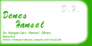 denes hansel business card